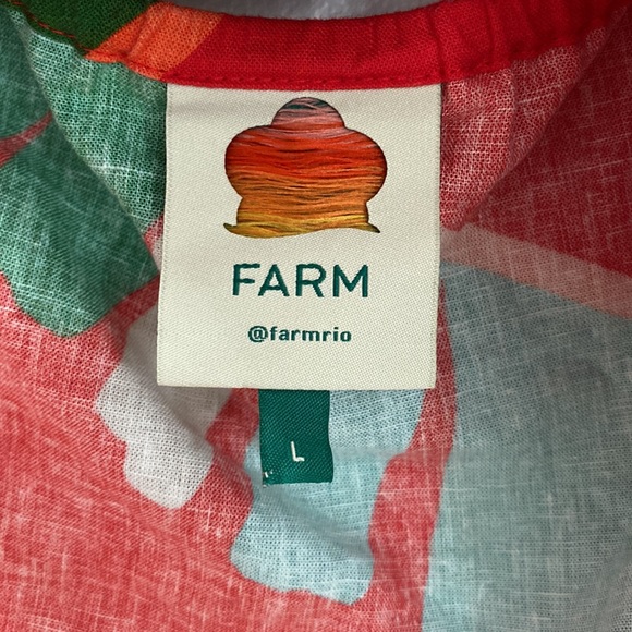 NEW FARM Rio Heliconia Halter Crop Top Red Linen Tropical, size L - Picture 9 of 13